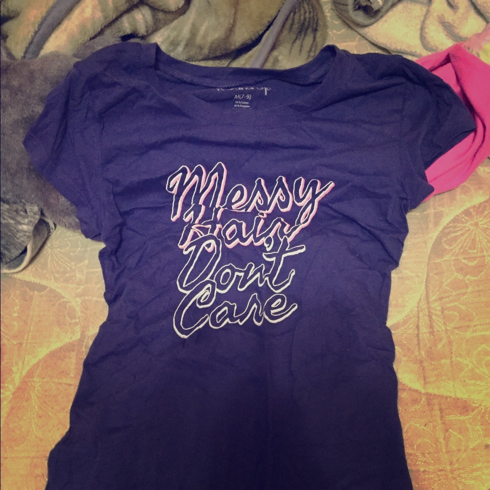 Messy hair don’t care shirt woman m)7-9